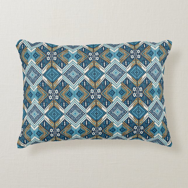 Blaue symetrisches Boho Muster 18583 b xl Accent Pillow (Front)