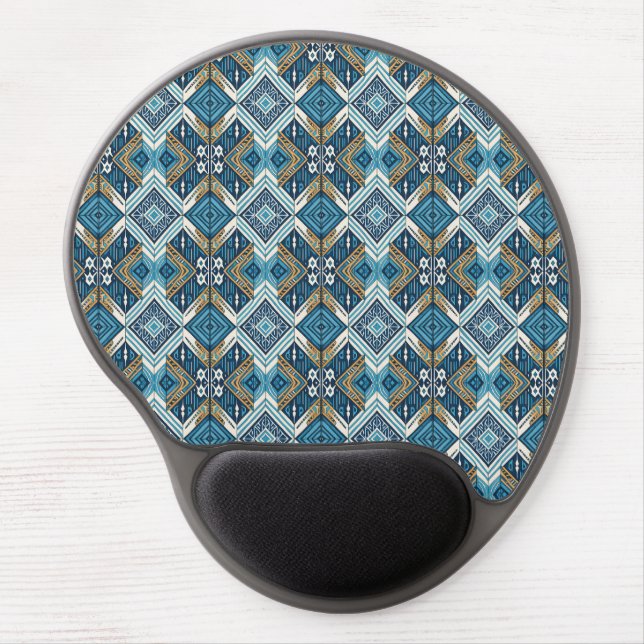 Blaue symetrisches Boho Muster 18583 b xl Gel Mouse Pad (Front)