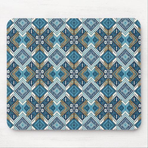 Blaue symetrisches Boho Muster 18583 b xl Mouse Pad