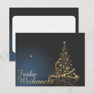 Blaues Weihnachtsmotiv mit goldenem Weihnachtsbaum Invitation