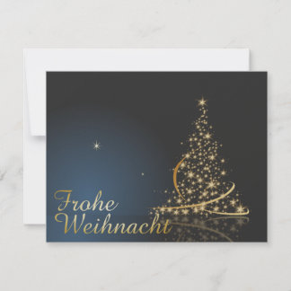 Blaues Weihnachtsmotiv mit goldenem Weihnachtsbaum Invitation