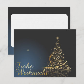 Blaues Weihnachtsmotiv mit goldenem Weihnachtsbaum Invitation