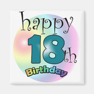 Blauwe Happy 18th Birthday Magnet