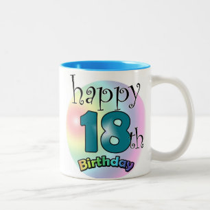 Blauwe Happy 18th Birthday Two-Tone Coffee Mug
