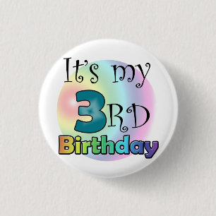 Blauwe It's my 3rd Birthday Pinback Button