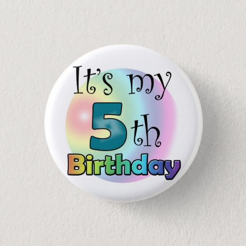 Blauwe Its my 5th Birthday Button