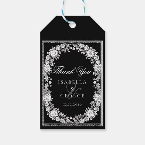 Blavk and White Wedding Doily Lace Thank you Gift Tags