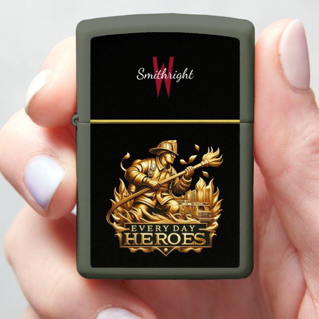 Blaze Crest: Iconic Emblem of Firefighters Zippo Lighter (In Hand)