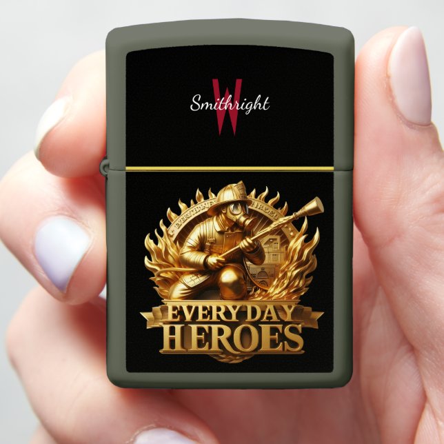 Blaze Crest: Iconic Emblem of Firefighters Zippo Lighter (In Hand)