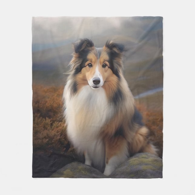 Blaze Face Sheltie Fleece Blanket (Front)
