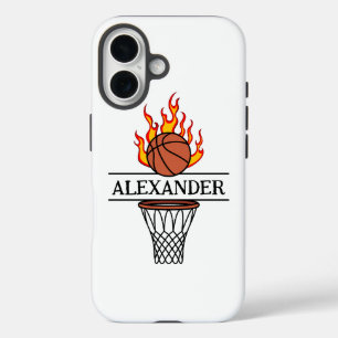 Blaze On! Personalized Fire Basketball Kids Apron iPhone 16 Case