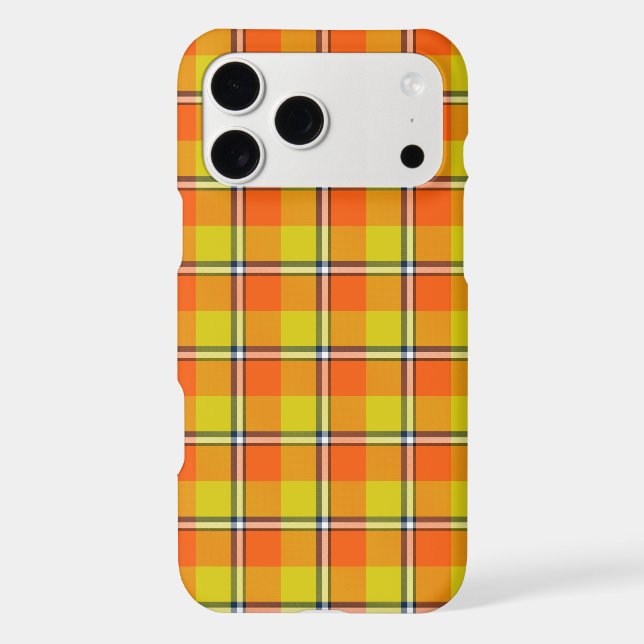 Blaze Orange and Bird Flower Plaid Case-Mate iPhone Case (Back)