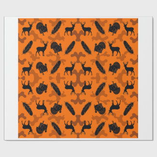 Blaze Orange Camo Hunting Wrapping Paper