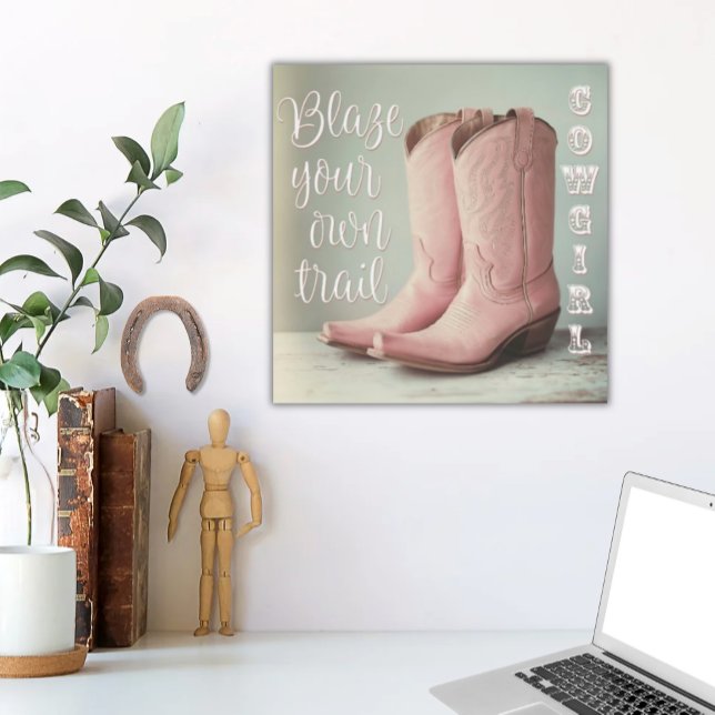 Blaze Your Own Trail Cowgirl Boots Inspiration Art Foam Board (Pink Cowgirl Boots Blaze Your Own Trail Empowered Girls School Inspiration Foam Board)