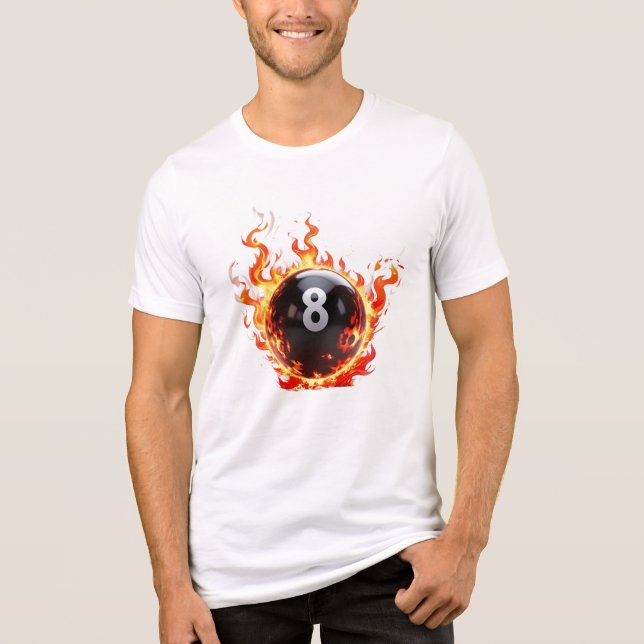 Blazing 8 Ball – Fiery Pool Ball Illustration Tri-Blend Shirt (Front)