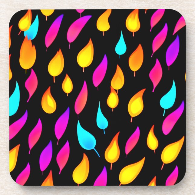 Blazing Abstract Flame Art Beverage Coaster (Front)