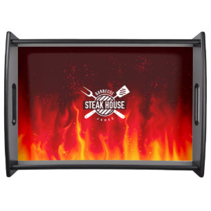 Blazing BBQ Serving Tray — Custom Steak House