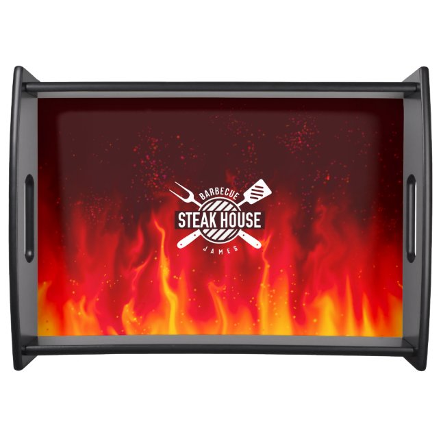 Blazing BBQ Serving Tray — Custom Steak House (Front)
