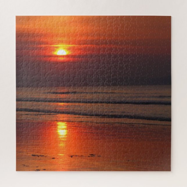Blazing Beach Sunset  -  20x20  -  676 pcs Jigsaw Puzzle (Vertical)