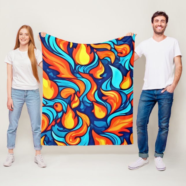  Blazing Blue Abstract Fleece Blanket (In Situ)