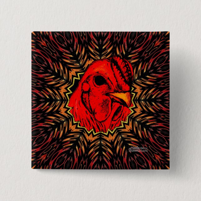 Blazing Brahma Pinback Button (Front)