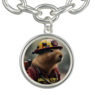 "Blazing Bravery: The Firefighting Capybara" Bracelet