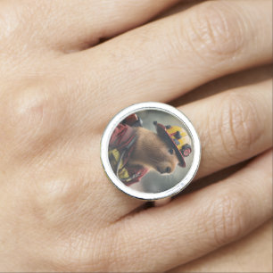 "Blazing Bravery: The Firefighting Capybara" Ring