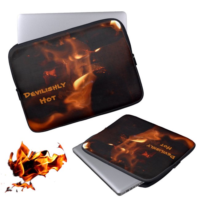 Blazing Devilish Flames Photographic Fire Laptop Sleeve (Creator Uploaded)