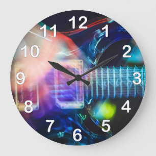 Blazing Electric Guitar Large Clock