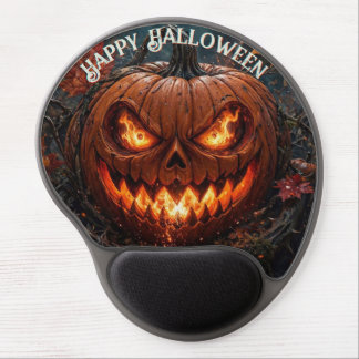 Blazing-Eyed Pumpkin Happy Halloween Autumn Gel Mouse Pad