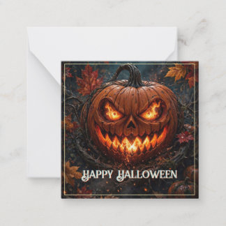 Blazing-Eyed Pumpkin Happy Halloween Autumn Note Card