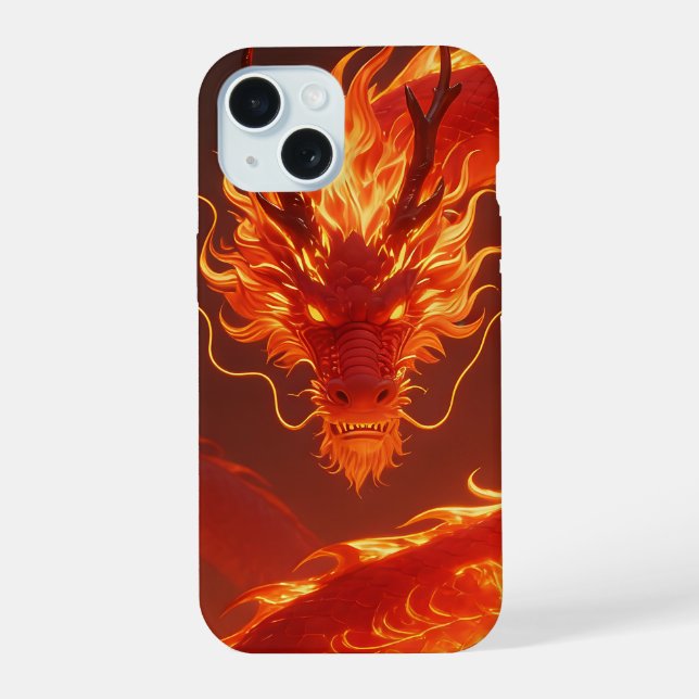 Blazing Fire Dragon | Mythical Flame Dragon Fantas iPhone 15 Case (Back)