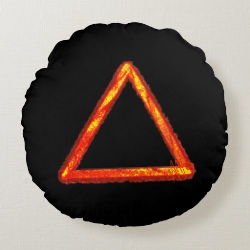 Blazing Fire Element Alchemy Symbol Round Pillow