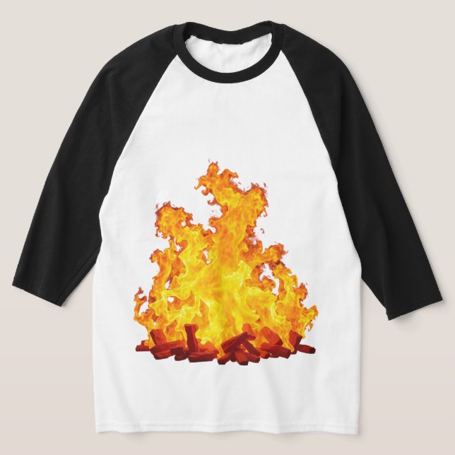 Blazing Fire Men's Basic 3/4 Sleeve Raglan T-Shirt (Laydown)