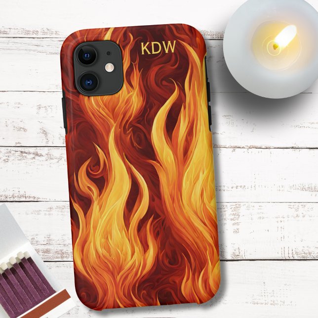 Blazing Fire Monogram  Iphone Case (Creator Uploaded)