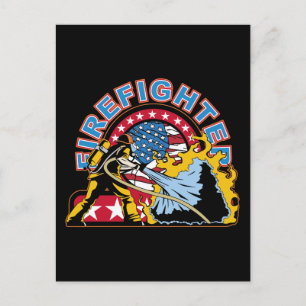 Blazing Firefighter Postcard