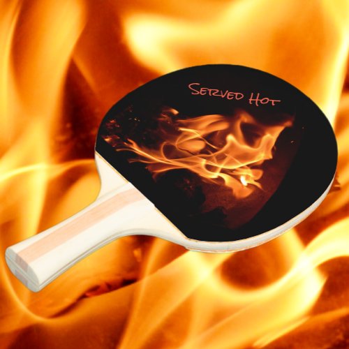 Blazing Flames Fire Served Hot Personalized Ping Pong Paddle