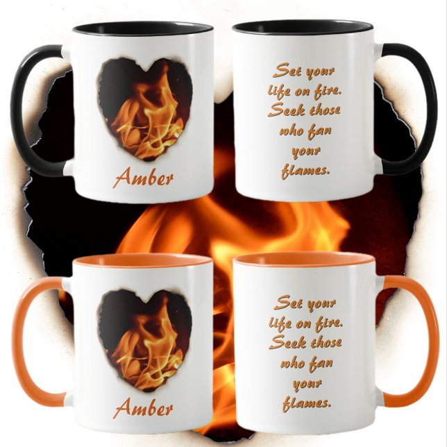 Blazing Flames Heart of Fire Rumi Quote Mug (Creator Uploaded)