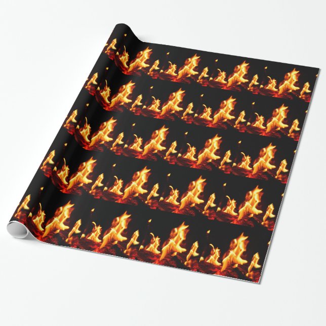 Blazing flames wrapping paper (Unrolled)