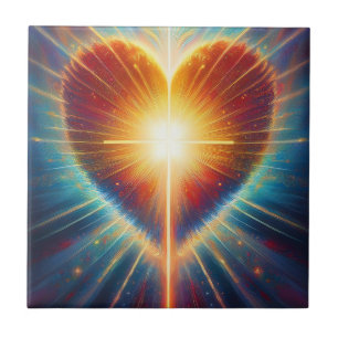 Blazing Heart of Faith Ceramic Tile
