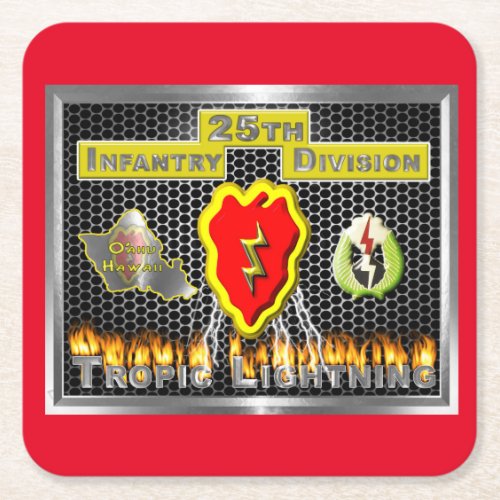 Blazing Hot 25th Infantry Division Gift Square Paper Coaster