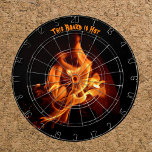 Blazing Hot Flames on Black Dart Board<br><div class="desc">It's a heated competition and the dartboard is blazing hot with vibrant flames burning orange against a black background. Not your typical board, it's truly unique like you. The photographic image of fire burning up the dart board is very realistic. Have fun and Personalize with a Name or your own...</div>