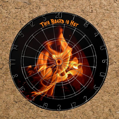 Blazing Hot Flames on Black Dart Board