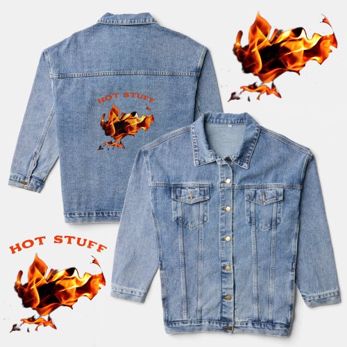  Blazing Hot Flames Photographic Fire Denim Jacket