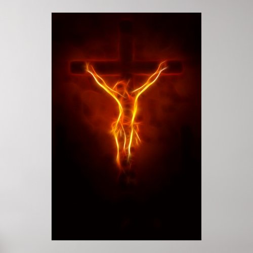 Blazing Jesus Crucifixion Poster