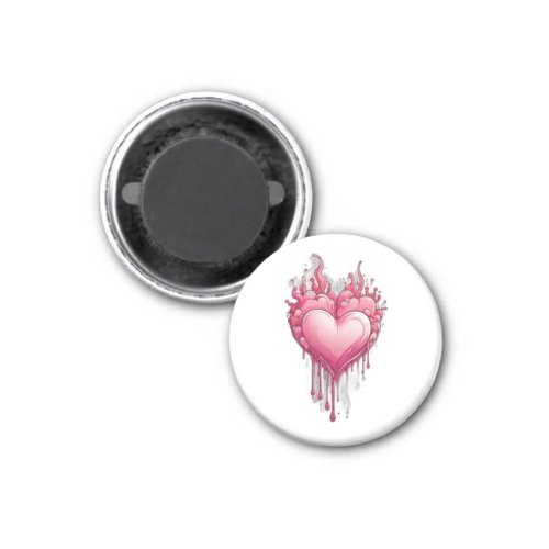 Blazing Love Dripping Pink Heart Sticker Magnet
