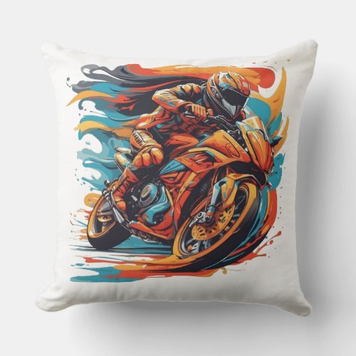 Blazing Racer Throw Pillow