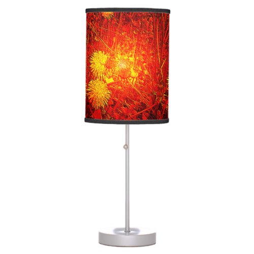 Blazing Red Yellow Dandelion Table Lamp