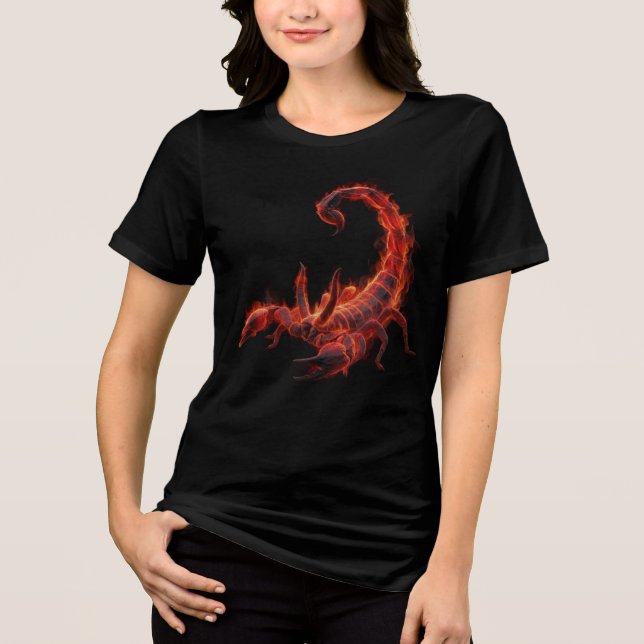 Blazing Scorpion Mythical Creature Fantasy Art Tri-Blend Shirt (Front)