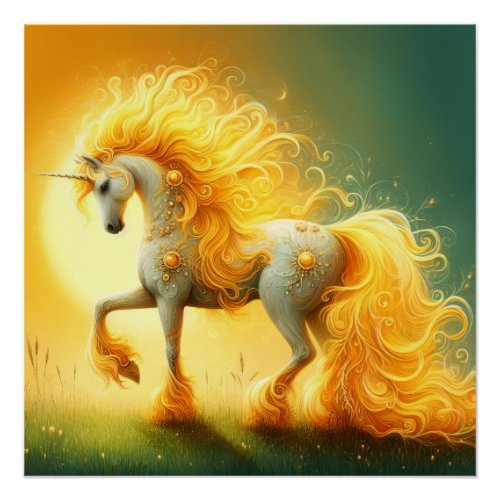 Blazing Sun Unicorn Poster